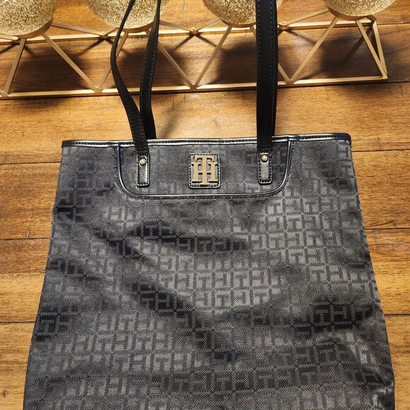 Tommy Hilfiger Black Monogram Tote Bag - Picture 1 of 8